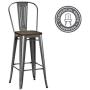 DHP Luxor 30'' Wood Seat, Set of 2 Bar Stool, Antique Gun Metal
