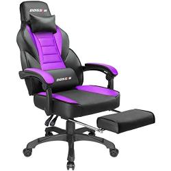 BOSSIN Racing Style Gaming Chair Office Computer Desk Chair with Footrest and Headrest, Ergonomic Design, Large Size High-Back E-Sports Chair, PU Leather Swivel Chair Sillas Gaming (Purple)