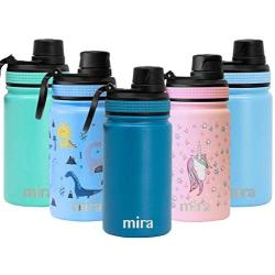 MIRA 12 oz Stainless Steel Kids Water Bottle - Metal Thermos Flask Keeps Cold for 24 Hours, Hot for 12 Hours - Double Wall Vacuum Insulated - Leak Proof BPA-Free Lid - Denim