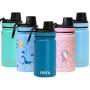 MIRA 12 oz Stainless Steel Kids Water Bottle - Metal Thermos Flask Keeps Cold for 24 Hours, Hot for 12 Hours - Double Wall Vacuum Insulated - Leak Proof BPA-Free Lid - Denim