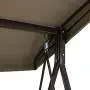 Sunnydaze 3-Person Outdoor Patio Swing Bench with Adjustable Tilt Canopy, Durable Steel Metal Frame, Cushions and Pillow Included, Beige