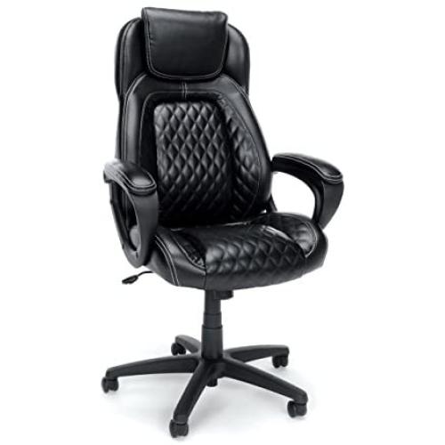 OFM ESS Collection Racing Style SofThread Leather High Back Office Chair, in Black (ESS-6060) OFM ESS Collection Racing Style SofThread Leather High Back Office Chair, in Black (ESS-6060)