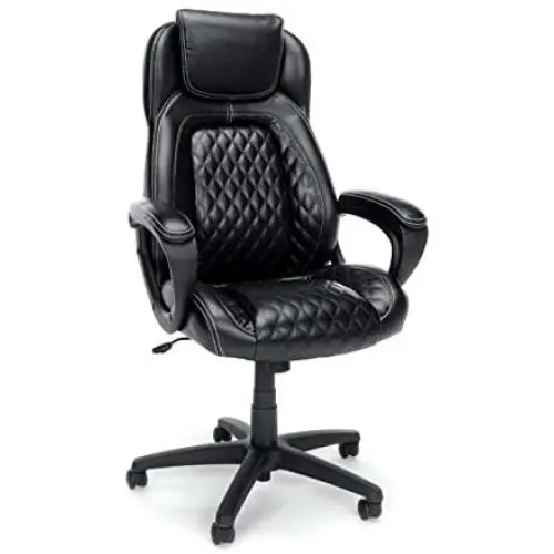 OFM ESS Collection Racing Style SofThread Leather High Back Office Chair, in Black (ESS-6060)