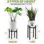 Goombi Adjustable Mid Century Plant Stand Indoor - Black Metal Planter Fits Medium & Large Pots Sizes 8 9 10 11 12 inches (Not Included) (Adjustable Width: 8-12'' x 11'' Tall)