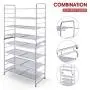 Simple Trending 4-Tier Stackable Shoe Rack, Expandable & Adjustable Shoe Shelf Storage Organizer, Metal Mesh, Silver Simple Trending 4-Tier Stackable Shoe Rack, Expandable & Adjustable Shoe Shelf Storage Organizer, Metal Mesh, Silver
