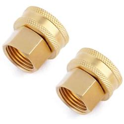 Litorange (2 Pack Industrial Metal Brass Garden Hose Threaded 3/4 to 1/2 NPT Fitting Connect, Green Thumb Quick Swivel Connector Adapter,Double Female Thread Size 3/4'' x 1/2'' NPT Pipe