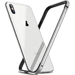 RANVOO iPhone Xs Max Bumper Case, Hard Slim Thin Metal Bumper with Soft TPU Inner Frame Case for iPhone Xs Max 6.5 Inch(2018)-Silver