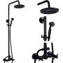 Oil Rubbed Bronze Rain Shower System Set 2 Knobs Mixing 8 Inch Rainfall Shower Head with Handheld Spray Bathroom Shower Faucet