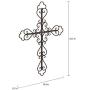 Lavish Home Handmade Short Flat White Mango Wood Vase Metal Cross Fleur De Lis Design-Rustic Handcrafted Religious Wall Art for Decor in Living Room, Bedroom
