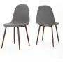 Christopher Knight Home 301730 Raina Mid-Century Modern Fabric Dining Chairs with Wood Finished Metal Legs, 2-Pcs Set, Light Grey / Dark Brown