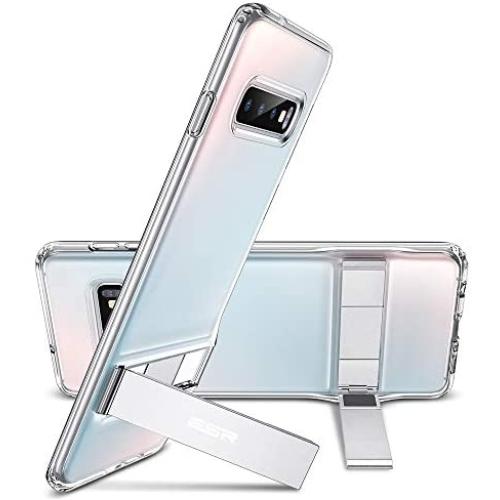 ESR Metal Kickstand Case Compatible with The Samsung Galaxy S10, [Vertical and Horizontal Stand] [Reinforced Drop Protection] Flexible TPU Soft Back for The Samsung Galaxy S10, Clear