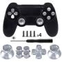 TOMSIN Metal Buttons for DualShock 4, Aluminum Metal Thumbsticks Analog Grip & Bullet Buttons & D-pad for PS4 Controller (Silver)