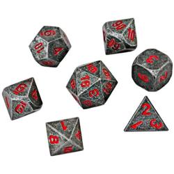 HEIMDALLR Metal DND Dice Set 7 PCS - Dungeons and Dragons Polyhedral Dice Set with D&D Dice Bag for RPG Gaming - Includes D20 - Blacksmith Craft Dice (Chaos Red)