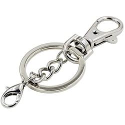 6 Pieces/Pack Metal Swivel Lanyards Snap Hooks Lobster Clasps with Key Rings for Kechain Handbag Jewelry Findings (Silver)