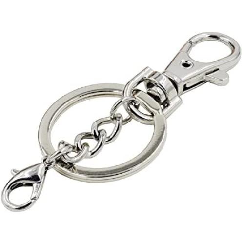 6 Pieces/Pack Metal Swivel Lanyards Snap Hooks Lobster Clasps with Key Rings for Kechain Handbag Jewelry Findings (Silver)