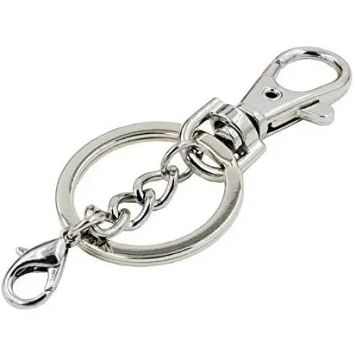 6 Pieces/Pack Metal Swivel Lanyards Snap Hooks Lobster Clasps with Key Rings for Kechain Handbag Jewelry Findings (Silver) 6 Pieces/Pack Metal Swivel Lanyards Snap Hooks Lobster Clasps with Key Rings for Kechain Handbag Jewelry Findings (Silver)