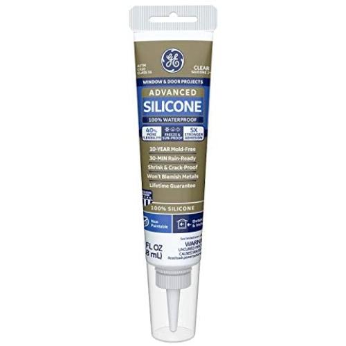 GE Sealants & Adhesives GE500 Advanced Silicone 2 Window & Door Sealant, 2.8oz, Clear