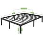 45MinST 18 Inch Maximum Storage Bed Frame/Reinforced Platform /3500lbs Heavy Duty/Easy Assembly/ Mattress Foundation/Steel Slat/Noise Free, Queen