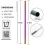 5 Pcs 10'' Reusable Smoothie Straws & Milkshake Straws - Rainbow Colors, 0.35'' Wide Stainless Steel Straws, Metal Straws for Smoothies, Milkshakes, Jumbo Drinks | 2 Cleanning Brushes & 1 Case