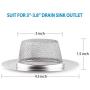 2 Pack Kitchen Sink Strainer, Large Wide Rim 4.5'' Diameter, Stainless Steel Drain Cover, Anti Clogging Mesh Drain Strainer for Kitchen Sinks Drain, Perforated