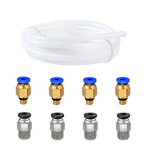 Ewigkeit PTFE Teflon Tube with PC4-M6 Pneumatic Fitting and PC4-M10 Straight Quick in Fitting for 3D Printer 1.75mm Filament(Pack of 9cs) Ewigkeit PTFE Teflon Tube with PC4-M6 Pneumatic Fitting and PC4-M10 Straight Quick in Fitting for 3D Printer 1.75mm Filament(Pack of 9cs)