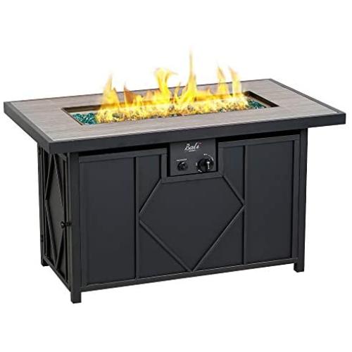 BALI OUTDOORS Gas Fire Pit, 42 Inch 60,000 Btu Rectangular Outdoor Propane Fire Pits Table Black