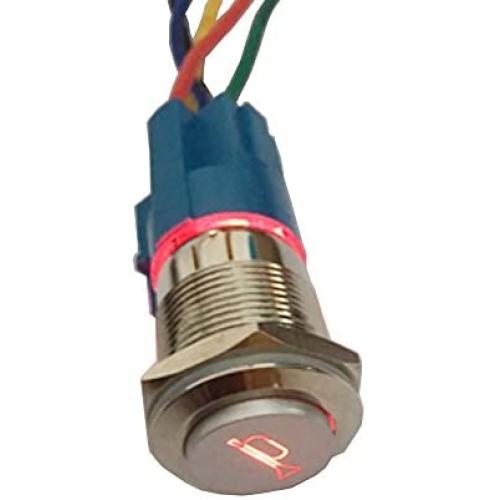 ESUPPORT 12V Car Auto Red LED Light Momentary Speaker Horn Push Button Metal Toggle Switch 19mm Socket Plug