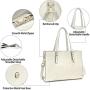 Laptop Bag for Women Waterproof Lightweight Leather 15.6 Inch Computer Tote Bag Business Office Briefcase Large Capacity Handbag Shoulder Bag Professional Office Work Bag Beige