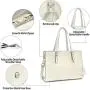 Laptop Bag for Women Waterproof Lightweight Leather 15.6 Inch Computer Tote Bag Business Office Briefcase Large Capacity Handbag Shoulder Bag Professional Office Work Bag Beige