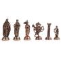 Medieval British Army Antique Copper Metal Chess Set for Adults,Handmade Pieces and Natural Solid Wooden Chess Board with Storage Inside King 3.35inc