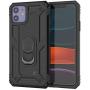 Punkcase iPhone 11 Case [ArmorShield Series] Military Style Protective Dual Layer Case W/Metal Ring Grip Holder & Kickstand | Full Body Protection for Apple iPhone 11 (6.1'') [Black]