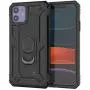 Punkcase iPhone 11 Case [ArmorShield Series] Military Style Protective Dual Layer Case W/Metal Ring Grip Holder & Kickstand | Full Body Protection for Apple iPhone 11 (6.1'') [Black]
