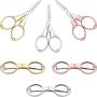 Tatuo 6 Pieces Stainless Steel Scissors Anti-Rust Folding Scissors Glasses-Shaped Mini Shear for Home and Travel Use (Rose Gold, Gold, Silver)