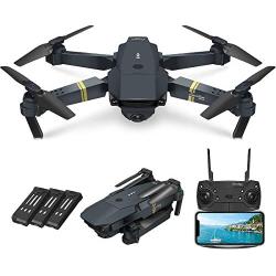 Quadcopter Drone With Camera Live Video, EACHINE E58 WiFi FPV Quadcopter with 120° FOV 720P HD Camera Foldable Drone RTF -25 mins flight time, Altitude Hold, One Key Take Off/Landing,（3Pcs Batteries）