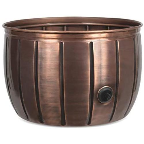 BIRDROCK HOME Decorative Water Hose Holder Pot with Antique Copper Exterior - Ground Garden Hose Box - Steel - Powdered Coated - Embossed - Steel Metal Hider - Outdoor or Indoor Use