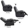 ANJ Home Single Recliner Chairs for Living Room Overstuffed Breathable Fabric Reclining Chair Manual Sofas (Gray)