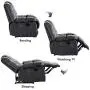 ANJ Home Single Recliner Chairs for Living Room Overstuffed Breathable Fabric Reclining Chair Manual Sofas (Gray)