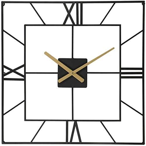 25 Inch Large Square Black Industrial Metal Wall Clock Battery Operated for Living Room Entryway Bedroom Decor