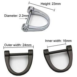 6 Pieces D Rings Screw in Shackle 24mm Horseshoe Buckle Horseshoe Shape D Ring D-Shaped Metal Hoop Locking One Screwdriver Use for DIY Leather Craft Purse Replacement