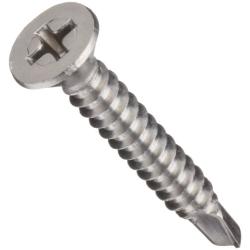 Small Parts-B000NHS9A8 Stainless Steel Sheet Metal Screw, Plain Finish, Flat Head, Phillips Drive, Self-Drilling Point, 2'' Length, #10-16 Threads (Pack of 100)