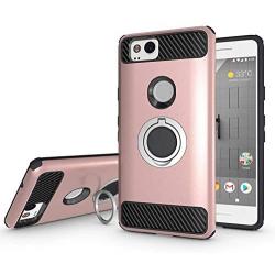 Newseego Compatible with Google Pixel 2 Case (5.0inch) with Armor Dual Layer 2 in 1 with Heavy Duty Protection and Finger Ring Holder Kickstand Fit Magnetic Car Mount for Google Pixel 2-Rose Gold