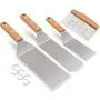 Leonyo Metal Spatula Set of 4, Stainless Steel Griddle Accessories - Grill Spatula Scraper for Flat Top Cast Iron Teppanyaki Grill BBQ, Pancake Flipper Hamburger Turner Utensil, Gift for Men Women