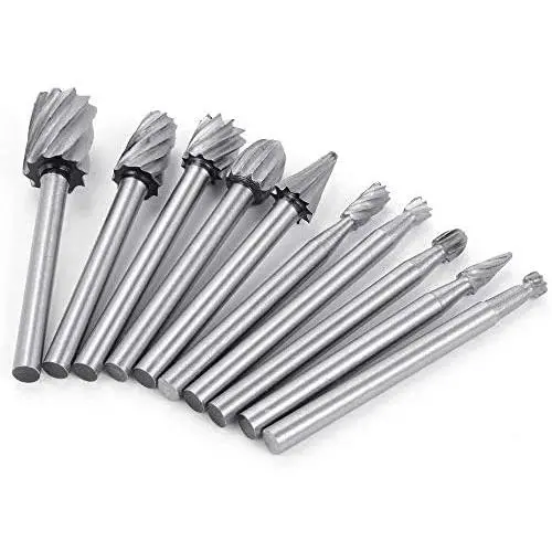 XT AUTO 10Pcs High Speed Steel Burr Bits Rotary Carving Burs Woodworking Rotary File Set for Metal Rotary Files Bit Wood Cutting Burrs Set XT AUTO 10Pcs High Speed Steel Burr Bits Rotary Carving Burs Woodworking Rotary File Set for Metal Rotary Files Bit Wood Cutting Burrs Set