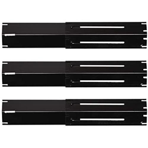 BBQ funland (3-Pack Universal Adjustable Porcelain Steel Replacement Heat Plate Shield, Heat Tent, Flavorizer Bar, Burner Cover, Flame Tamer for Gas Grill, Extends from 11.75'' up to 21'' L