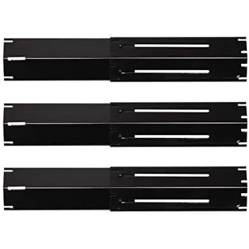 BBQ funland (3-Pack Universal Adjustable Porcelain Steel Replacement Heat Plate Shield, Heat Tent, Flavorizer Bar, Burner Cover, Flame Tamer for Gas Grill, Extends from 11.75'' up to 21'' L