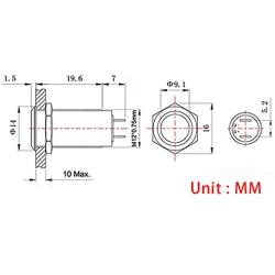 Larcele Mini Metal Push Button Switch Waterproof Latching DIY Switch JSANKG-01,5 Pieces (12mm)