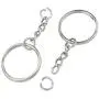 100PCS Split Key Ring with Chain, Lystaii Nickel Plated Split Key Ring with Chain Silver Color Metal Split Keychain Ring Parts with 1inch /25mm Open Jump Ring and Connector - Make Your Own Key Ring