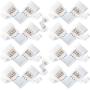L Shape 4-Pin LED Connectors 10-Pack JACKYLED 10mm Wide Right Angle Corner Solderless Adapter Connector Terminal Extension with 22Pcs Clip Connectors for 3528/5050 SMD RGB 4 Conductor LED Light Strips