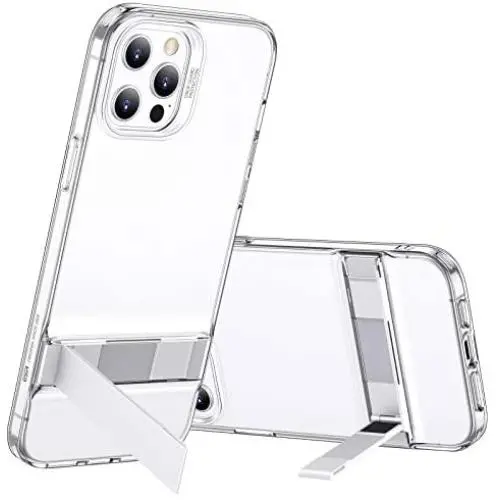 ESR Protective Case with Kickstand Compatible with iPhone 12 Pro Max 6.7-Inch, with Patented Metal Kickstand, Portrait and Landscape Mode, Comprehensive Protection, Clear