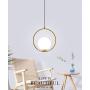 H XD GLOBAL Modern Fashion Spherical Gold Metal & Glass Hanging Light, Pendant Lighting Base on E27 Bulb(Circle 20cm)